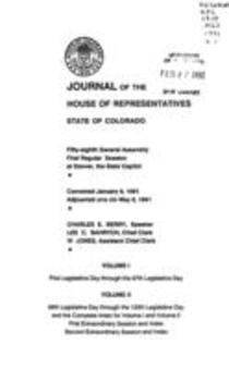 Journal of the House of Represenatatives State of Colorado