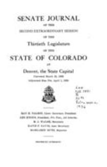 Senate Journal of the Second Extraordinary Session of the Thirtieth Legislature of the State of Colorado at Denver, the State Capital