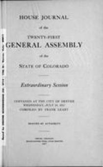 House Journal of the Twenty-first General Assembly of the State of Colorado