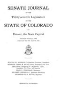 Senate Journal of the Thirty-seventh Legislature of the State of Colorado at Denver, the State Capital
