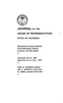 Journal of the House of Representatives State of Colorado: Fifty-seventh General Assembly First Extraordinary Session at Denver, the State Capitol