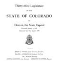 Senate Journal of the Thirty-third Legislature of the State of Colorado at Denver, the State Capital
