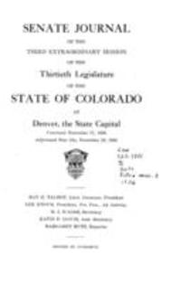 Senate Journal of the Third Extraordinary Session of the Thirtieth Legislature of the State of Colorado at Denver, the State Capital