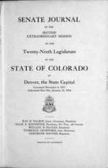 Senate Journal of the Second Extraordinary Session of the Twenty-ninth Legislature of the State of Colorado at Denver, the State Capital