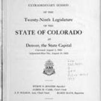 House Journal of the Extraordinary Session of the Twenty-ninth Legislature of the State of Colorado at Denver, the State Capital. Convened August 2, 1933. Adjourned Sine Die, August 18, 1933.