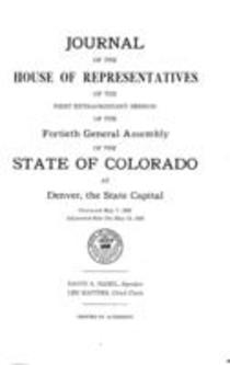 Journal of the House of Representatives of the First Extraordinary Session of the Fortieth General Assembly of the State of Colorado at Denver, the State Capital