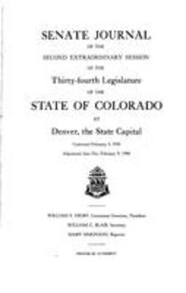 Senate Journal of the Second Extraordinary Session of the Thirty-fourth Legislature of the State of Colorado at Denver, the State Capital