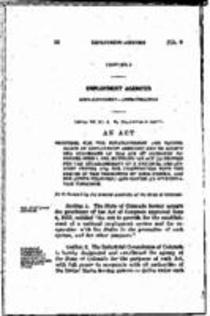 Providing for the Establishment and Maintenance of Employment Agencies and to Accept the Provisions of the Act of Congress Approved June 6, 1933, Entitled "An Act to Provide for the Establishment of a National Employment System and for Co-Operation with t