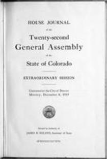 House Journal of the Twenty-second General Assembly of the State of Colorado